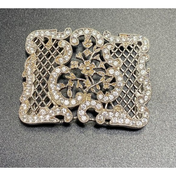 Joseph Esposito 925 Espo Cz Belt Buckle Floral Motif Designer Signed - Picture 2 of 7